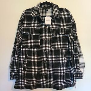 NEW Two Tone Black Plaid Drop Sleeve Shacket Forever 21 Size Small